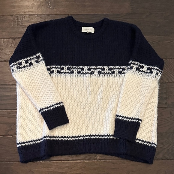 The Great Lodge Fair Isle Sweater • Ivory/Navy • Size Medium (2) • Alpaca Blend - Picture 3 of 9